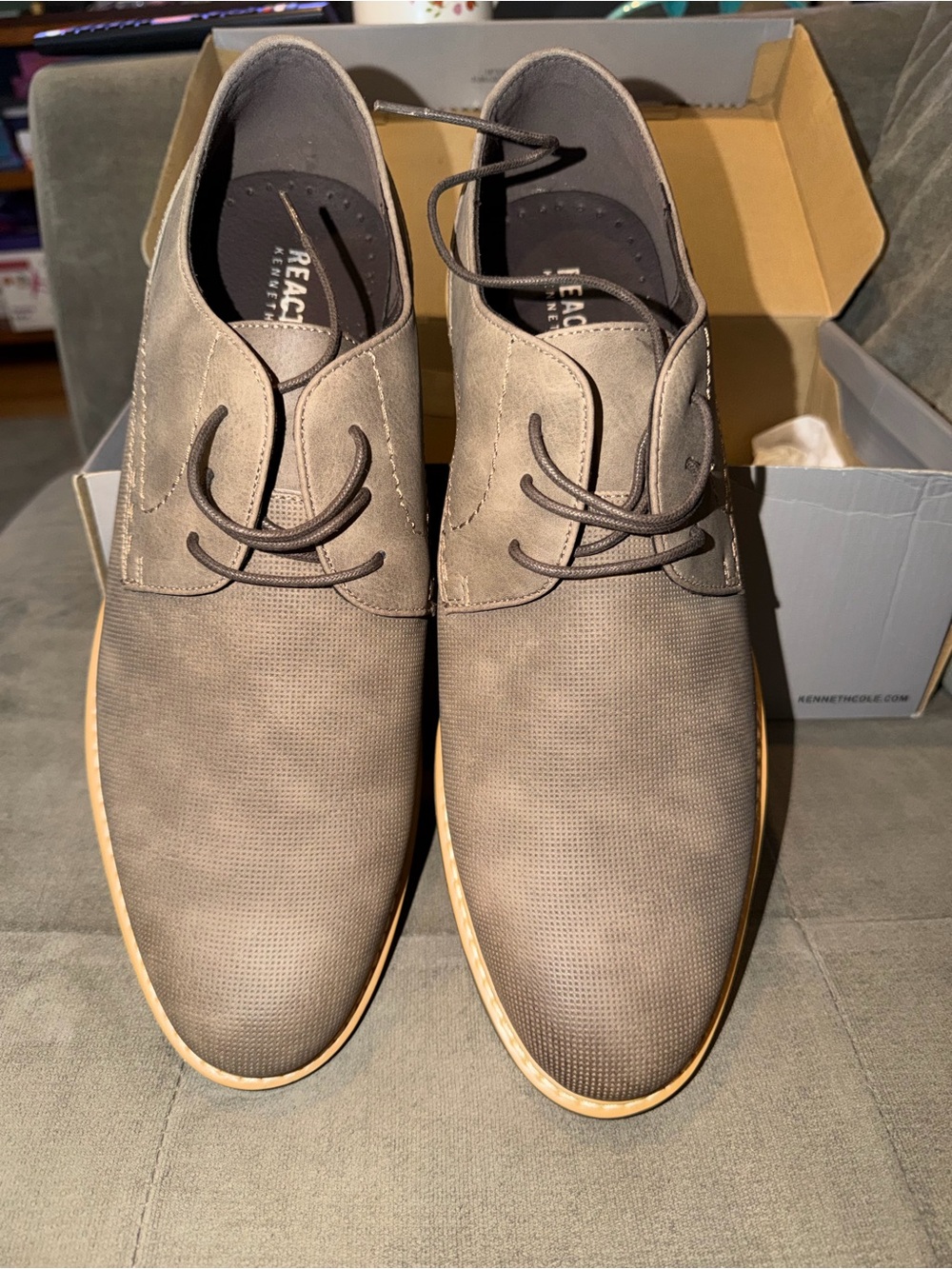 Kenneth Cole Reaction Men's Taupe Lace-Up Dress Oxfords